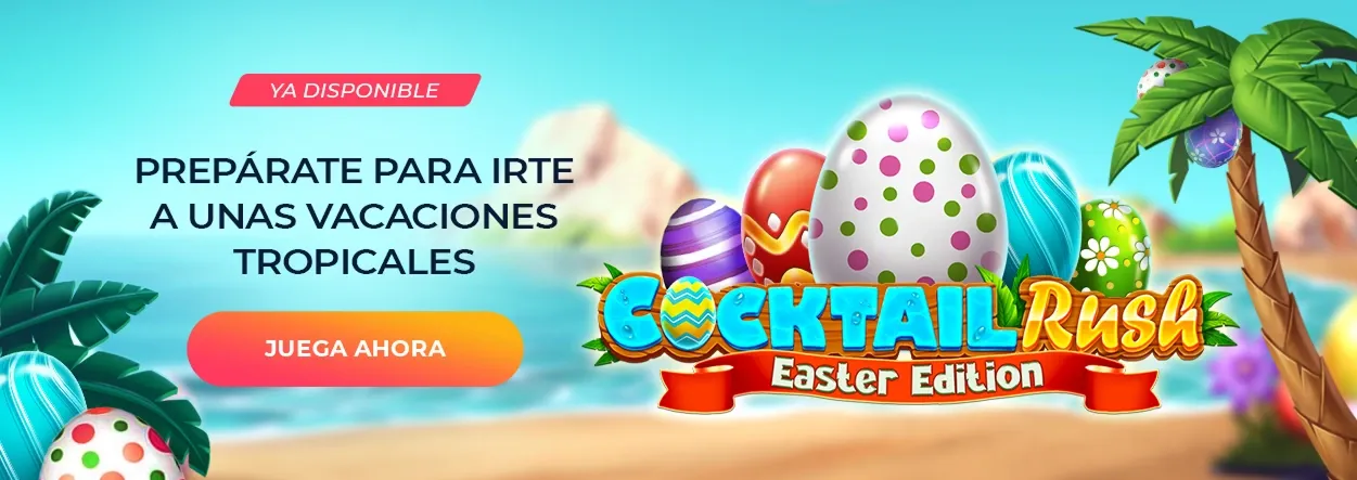 Juego Cocktail Rush Easter Edition en casino Gratogana con temática de vacaciones tropicales